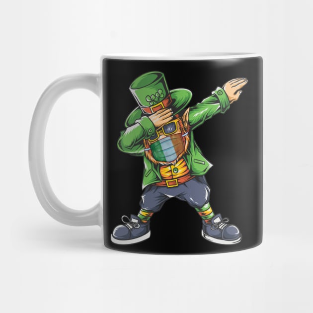 St Patricks Day Dabbing Leprechaun Face Mask Irish flag by Ramadangonim